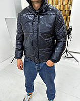 Мужская зимняя короткая темно-синяя куртка | Мужской теплый пуховик | Молодежная зимняя куртка M