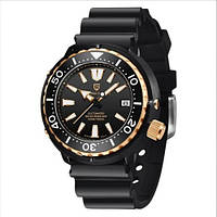 Механічний з автопідзаводом годинник для дайвінгу (30 АТМ) Pagani Design PD-1695 Black-Gold