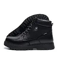 Зимние мужские ботинки из натуральной кожи на молнии и шнурках черного цвета