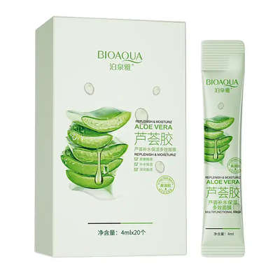 Маска для обличчя в стіках з екстрактом Алое Вера і Бетаїном Bioaqua, відновлююча, пом'якшувальна, 80ml (4ml * 20)