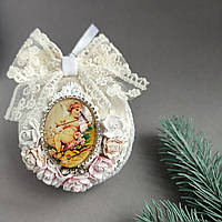 Ялинкова іграшка оксамитова куля №6