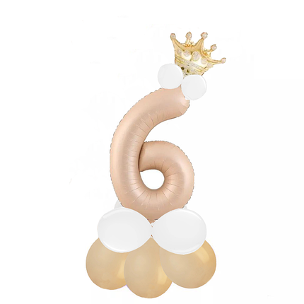 Цифра 6 на підставці із кульок| Бежевий, фото 1