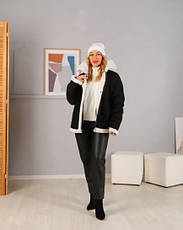 Жіноча утеплена куртка, дублянка чорна з еко-замші з коміром розміри від 44 до 50, фото 4