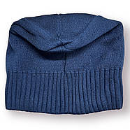 Шапка чоловіча "Колпак" вовняна на флісі без закота Warm розмір 54-56, синя, 020222, фото 2