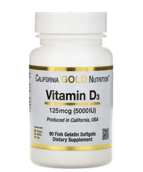 Вітамін D3 California Gold Nutrition 125 mcg ( 5000 IU) 90 капсул