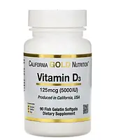 Витамин D3 California Gold Nutrition 125 mcg ( 5000 IU) 90 капсул