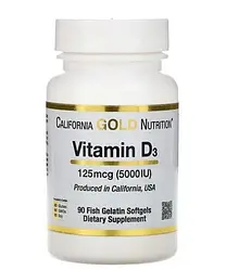 Вітамін D3 California Gold Nutrition 125 mcg ( 5000 IU) 90 капсул