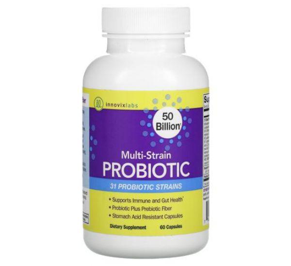 InnovixLabs, Мульти Пробіотик Multi-Strain Probiotic, 50 Billion, 60 капсул