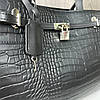 Велика сумка під рептилію з декоративним замком чорна. Сумочка на плече рептилія крокодила замочок, фото 9