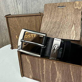 Класичний чоловічий шкіряний ремінь широкий стиль Лакоста Крокодил Lacoste