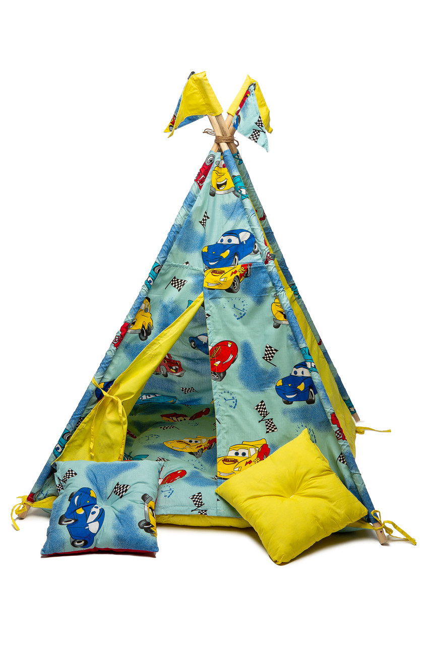Вігвам дитячий ігровий намет Машинки Сині