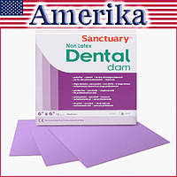 Платки для коффердама, БЕЗЛАТЕКСНЫЕ, СРЕДНИЕ (MEDIUM) Dental Dam Non Latex (Sanctuary) фиолетовые