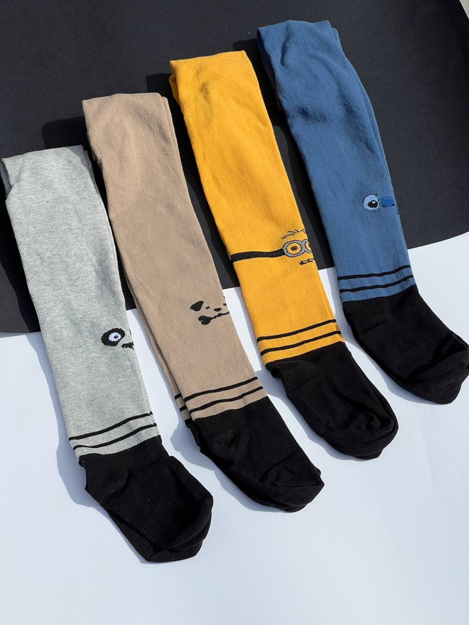 Колготки дитячі для хлопчика мордахи з принтами собачка, панда, міньйон, монстр 86-92, 98-104, 110-116, фото 1