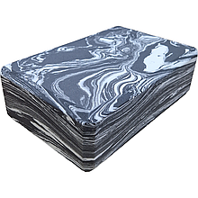 Блоки для йоги та фітнесу опорний 225х150х75мм, блок на розтяжки шпагату та пілатесу, Чорний Мармуровий