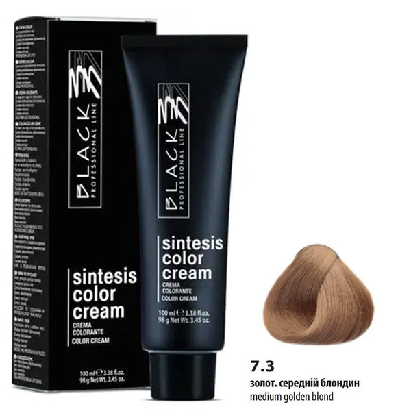 Black Sintesis Color Creme Перманентна крем-фарба для волосся_7.3 золотистий середній блондин 100мл