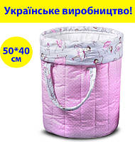 Корзина для детских игрушек 50*40 см из хлопка розовая, тканевая корзина для хранения игрушек для девочки