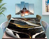 Покрытие для стола, мягкое стекло с фотопринтом, Черный мрамор с золотом 60 х 100 см (1,2 мм)