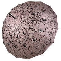 Женский зонт-трость на 16 спиц с абстрактным принтом, полуавтомат от фирмы Toprain, пудровый, 01541-6