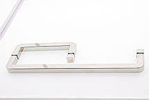 Ручка для скляних дверей, три отвори в склі ( Н 646 ) Метал 450х250 мм., фото 3