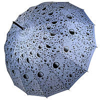 Женский зонт-трость на 16 спиц с абстрактным принтом, полуавтомат от фирмы Toprain, голубой, 01541-7