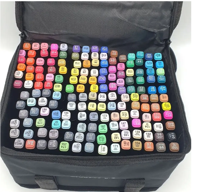 Набір двосторонніх маркерів Sketch 168 шт. для малювання професійні в чохлі фломастери для художників