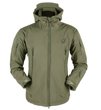 Зручна тепла зимова тактична куртка з флісом військова міцна софтшелл з капюшоном, GP1, Зелена олива 4XL