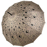 Женский зонт-трость на 16 спиц с абстрактным принтом, полуавтомат от фирмы Toprain, бежевый, 01541-9