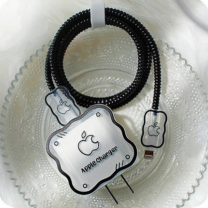 Чохол для блока ЗП iPhone iPad 18/20W + захист кабелю Apple Charger Black cable (5 в 1), фото 1