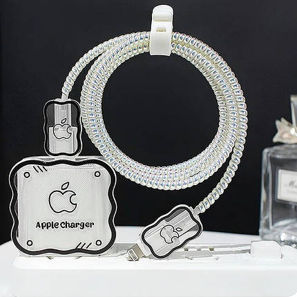 Чохол для блока живлення ЗП iPhone iPad 18/20W + захист кабелю Apple Charger White cable (5 в 1), фото 1