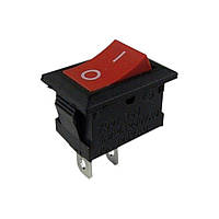 Перемикач клавішний 15*21, червоно-чорний, 2 мідні контакти, ON-OFF з фіксацією, KCD1-101