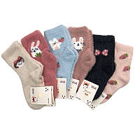 Норковые пушистые детские носки для девочек Корона 21-25