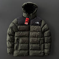 Зимова куртка чоловіча The North Face 700 до -25*С тепла ТНФ хакі | Пуховик чоловічий зима TNF з капюшоном