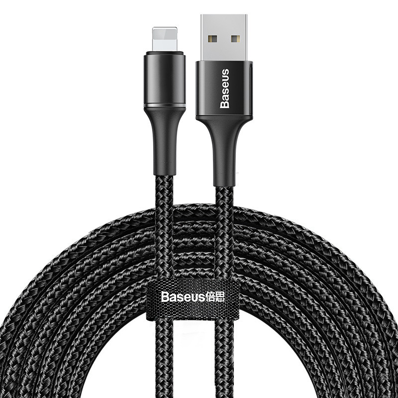 Кабель Baseus Halo USB 2.0 to Lightning 2A 3M Чорний (CALGH-E01)
