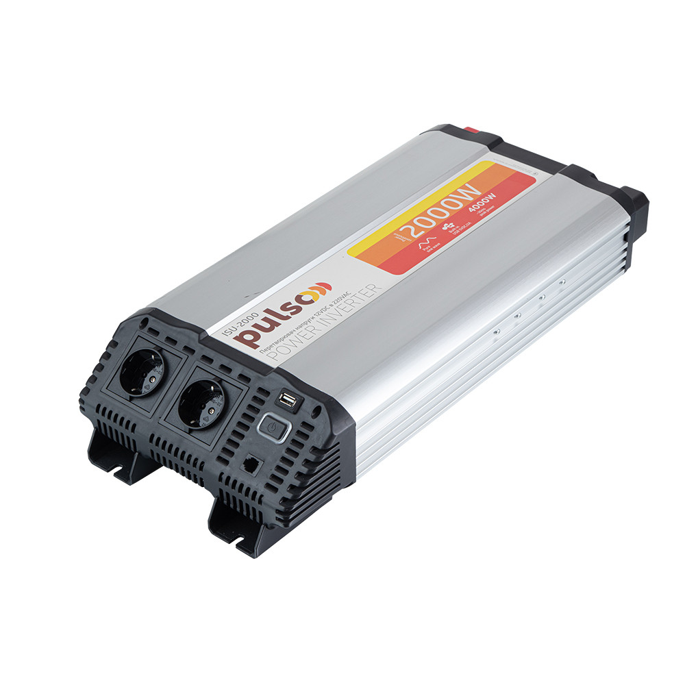 Перетворювач напруги PULSO/ISU -2000/12V-220V /2000W/ USB-5VDC2.0A  (син.хвиля, клеми)  PULSO ISU-2000