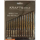 Набір титанових свердел по металу (1.5-6.5 мм) 1/4" шестигранні 13 шт. Kraft & Dele KD982, фото 3