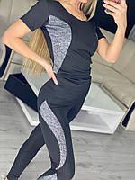 Женский фитнес костюм для спортзала фитнеса тренажерного зала фитнесс костюмы комплект iFitYou серые вставки L