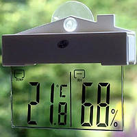 Термометр для окна. ЖК градусник на присоске. Цифровой термометр-гигрометр