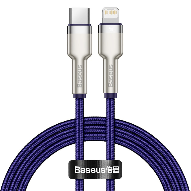 Кабель Baseus Cafule metal Type-C to Lightning PD 20W 1M Фіолетовий (CATLJK-A05)