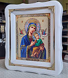 Ікона Богородиця Неустанної Помочі в дерев'яному фігурному кіоті під склом,розмір кіота 24×21, розмір лік15×18, фото 2