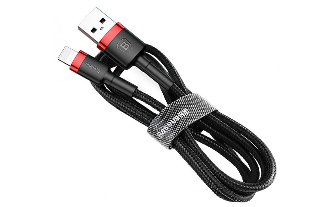 Кабель Baseus Cafule USB 2.0 to Lightning 1.5A 2M Чорний/Червоний (CALKLF-C19)