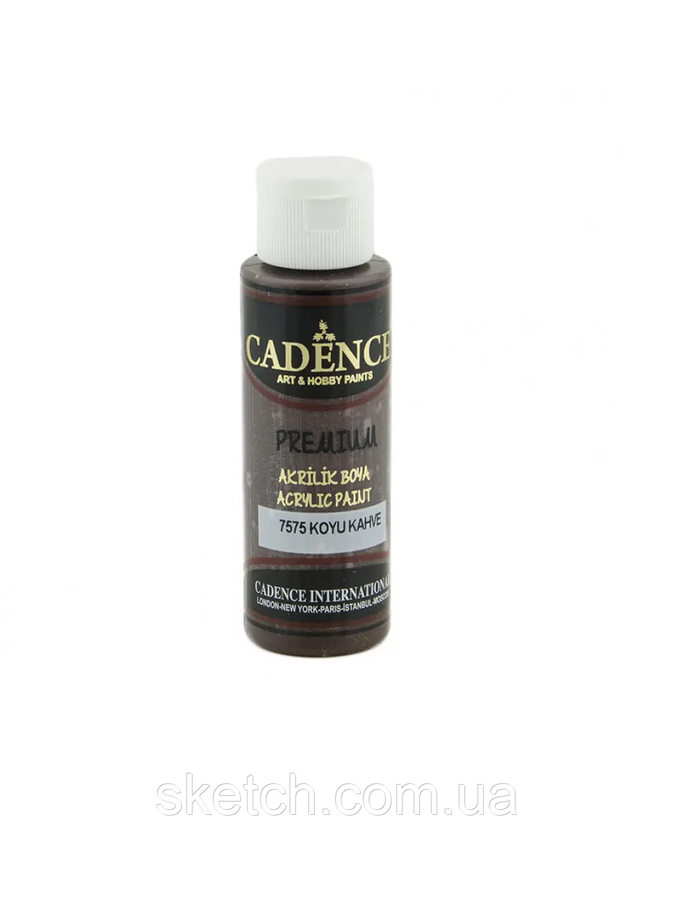Акрилова фарба Cadence Premium Acrylic Paint, №7575 Темно-коричневий, 70мл
