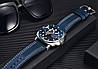 Механічний годинник водонепроникний 200 м з автопідзаводом Pagani, синій наручний годинник механічний з ремінцем, фото 8