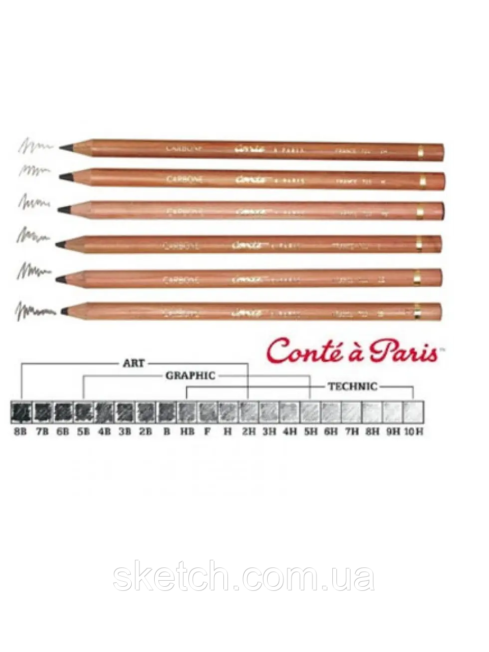 Вугільний олівець Conte Black lead pencil, Carbon-round, 2B, фото 1