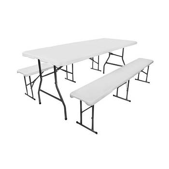 Набір меблів для кейтерингу GoodGarden стіл складаний пластиковий 180 х 76 см і 2 лавки