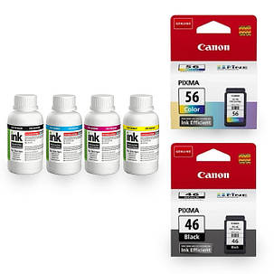 Картриджі Canon PG-46/CL-56 + Чорнило ColorWay CW-CW445/CW446SET02 200мл, фото 1
