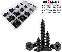 Комплект Саморізів 1350шт/M1.4;M1.7;M2;M2.6;M3 з Потайною Головкою SPEC (SP-2401350)