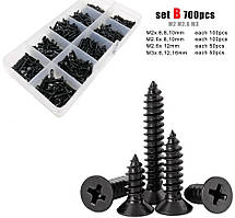 Самонарізи Потайні M2;M2.6;M3/700шт Комплект Чорних Шурупів SPEC (SP-2400700)