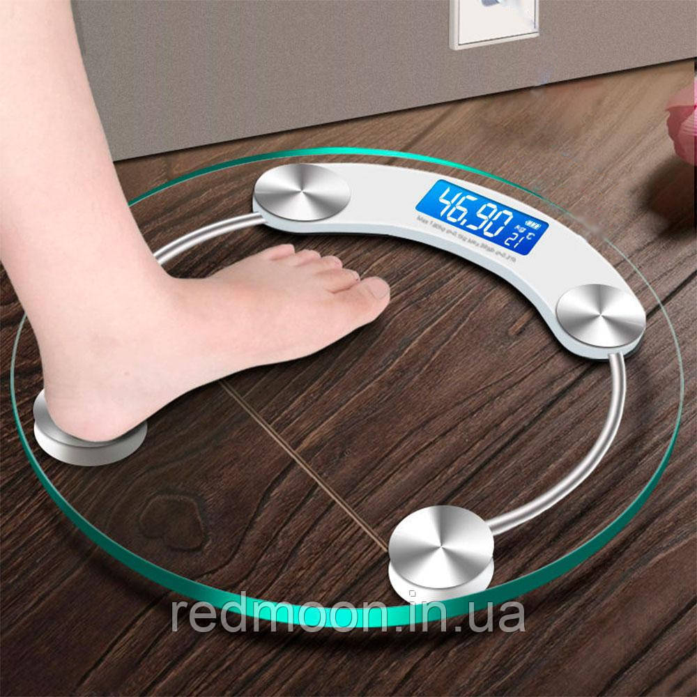 Ваги електронні підлогові 2003А до 180 кг / Круглі скляні ваги / Підлогові ваги, фото 1