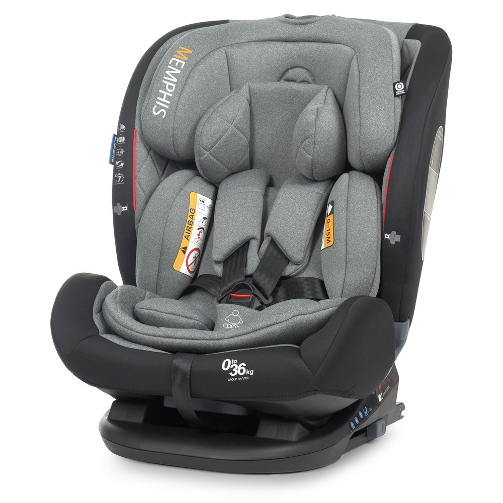 Дитяче універсальне автокрісло EL CAMINO ME 1093 MEMPHIS Gray Black Isofix 0-36 кг