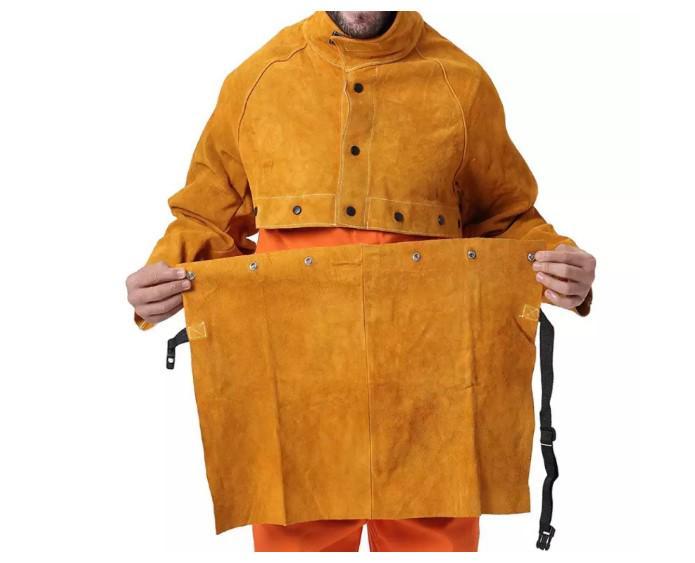 Фартух для зварювальних робіт замшевий jan-5550 від металевих бризок і іскор жовтогарячий BF